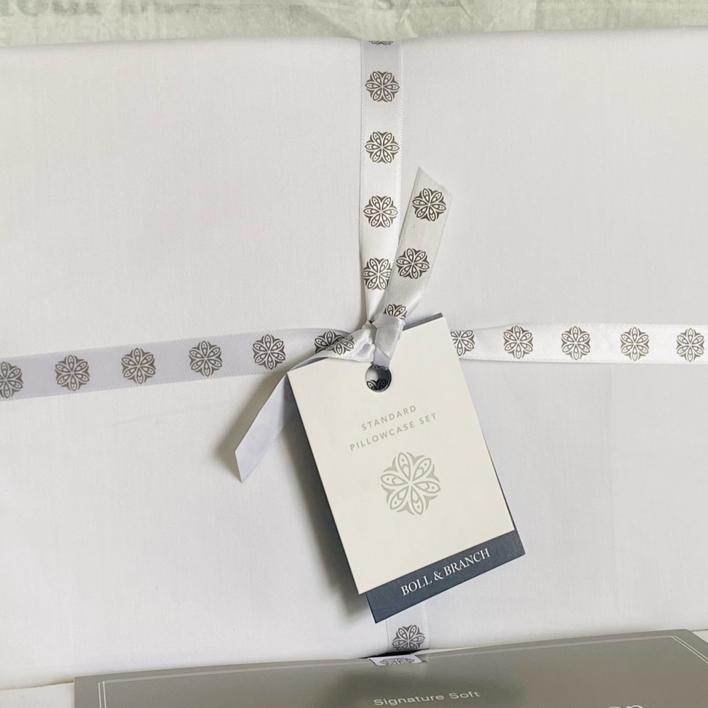 Boll & Branch QUEEN Sheets Set w/4 Pillowcases *Rare White/Slate *NWT*